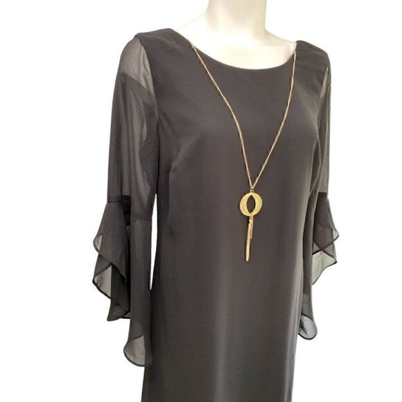 Thalia Sodi Shift Dress Small Black Bell-Sleeves‎ - Picture 3 of 11